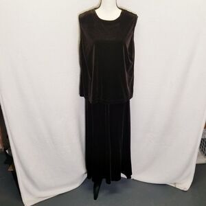 Laura Ashley 1X Skirt Shell Set Chocolate  Brown Velour Velvet Career Old Money